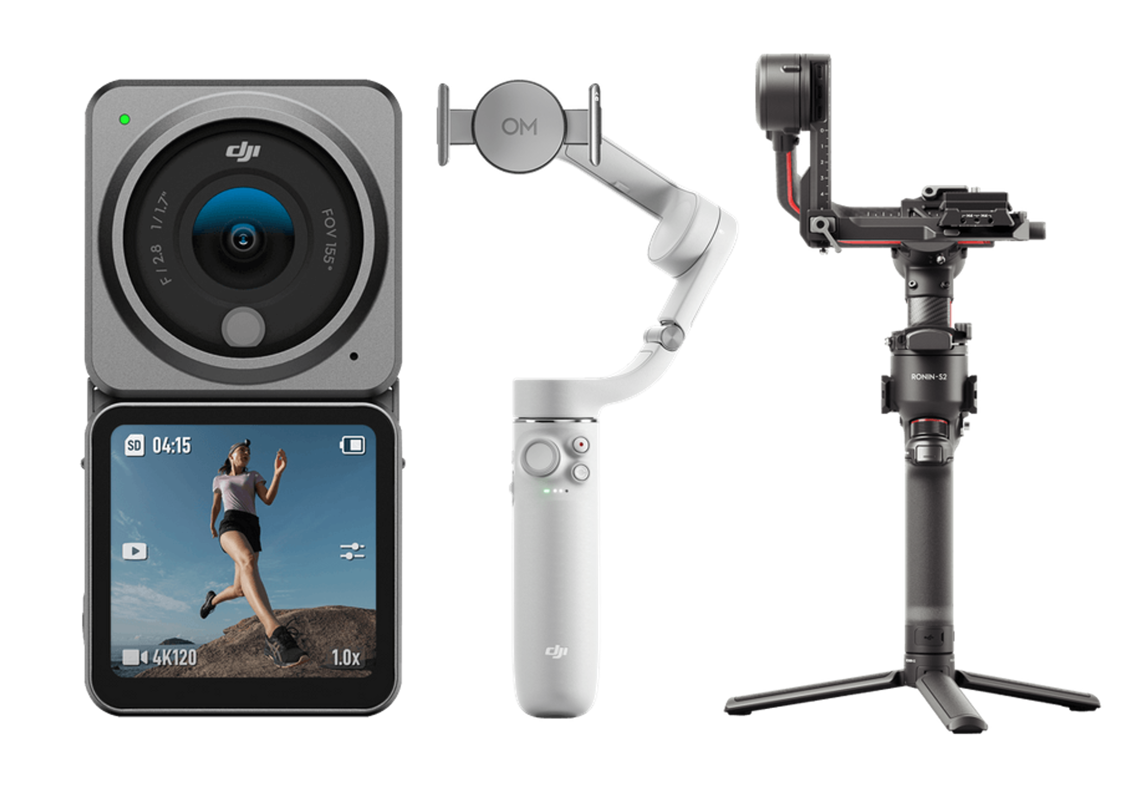 DJI Action, OM5, RS2