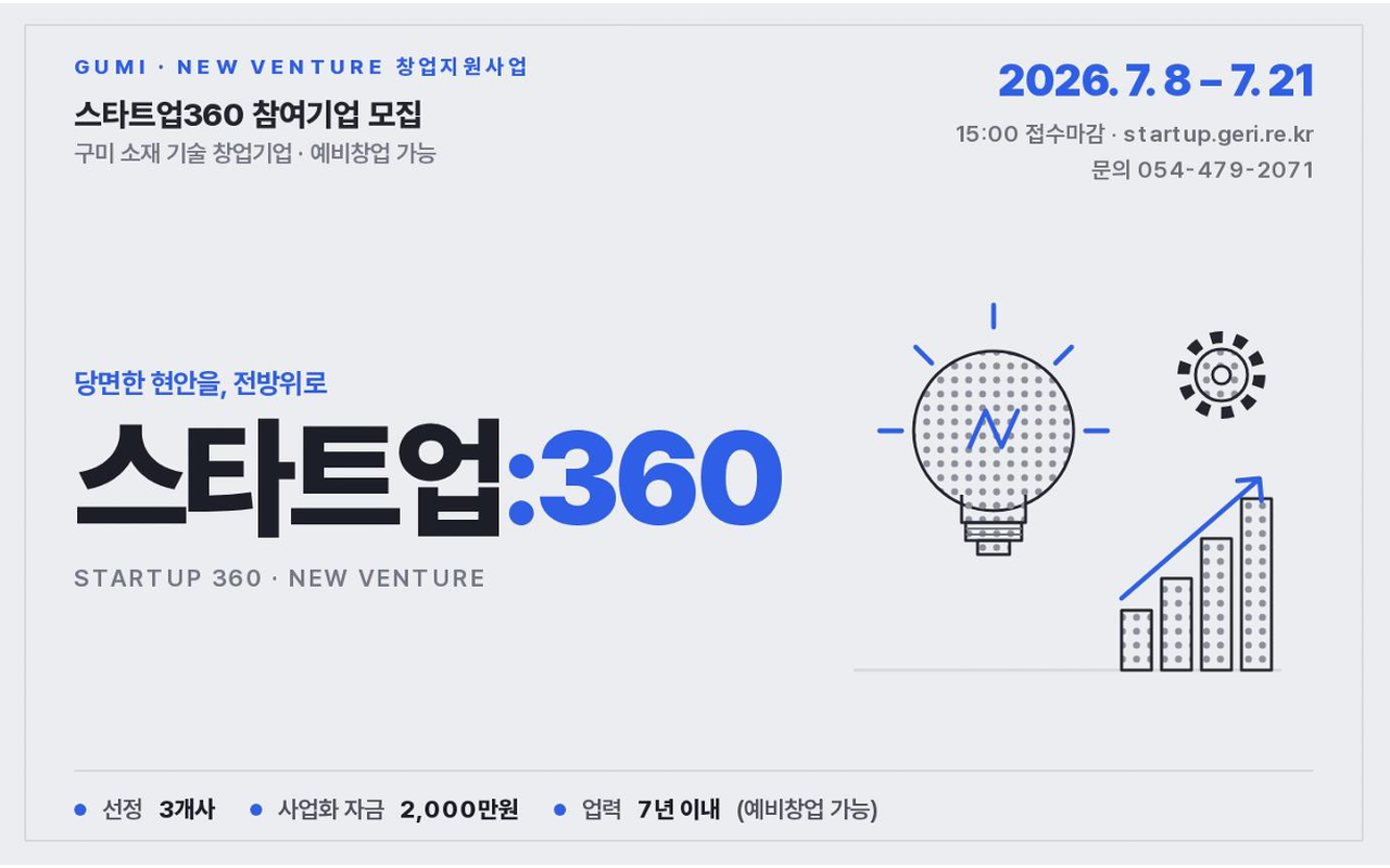2026년 / New Venture 창업지원사업 / 스타트업360 지원 / 스타트업 애로해결 사업화자금 2,000만원